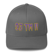 Load image into Gallery viewer, 93 TM 11 Fitted Hat ( Purple Letters & Gold Outline )
