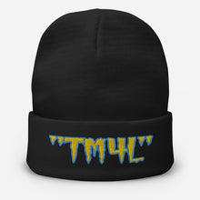 Load image into Gallery viewer, TM4L Beanie ( Yellow Letters & Powder Blue Outline )
