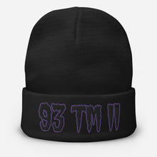 Load image into Gallery viewer, 93 TM 11 Beanie ( Black Letters & Purple Outline )
