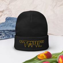 Load image into Gallery viewer, TM4L Beanie ON SALE ( Black Letters & Gold Outline )