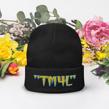 Load image into Gallery viewer, TM4L Beanie ON SALE ( Gold Letters & Powder Blue Outline )
