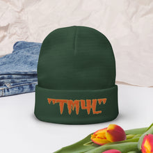 Load image into Gallery viewer, TM4L Beanie ON SALE ( Orange Letters & Old Gold Outline )
