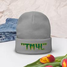 Load image into Gallery viewer, TM4L Beanie ON SALE ( Kelly Green Letters & Gold Outline )