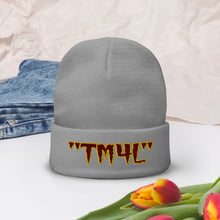 Load image into Gallery viewer, TM4L Beanie ON SALE ( Maroon Letters & Gold Outline )