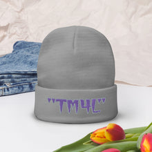 Load image into Gallery viewer, TM4L Beanie ON SALE ( Purple Letters & Grey Outline )