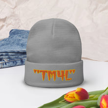 Load image into Gallery viewer, TM4L Beanie ON SALE ( Orange Letters & Gold Outline )