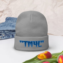 Load image into Gallery viewer, TM4L Beanie ON SALE ( Navy Blue Letters & Powder Blue Outline )