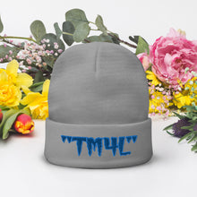 Load image into Gallery viewer, TM4L Beanie ON SALE ( Navy Blue Letters & Powder Blue Outline )