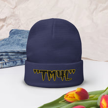 Load image into Gallery viewer, TM4L Beanie ON SALE ( Black Letters & Gold Outline )