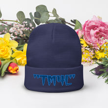 Load image into Gallery viewer, TM4L Beanie ON SALE ( Navy Blue Letters & Powder Blue Outline )