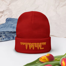 Load image into Gallery viewer, TM4L Beanie ON SALE ( Orange Letters & Gold Outline )