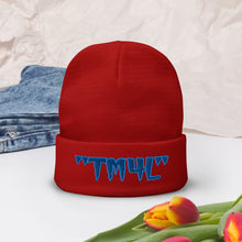 Load image into Gallery viewer, TM4L Beanie ON SALE ( Navy Blue Letters & Powder Blue Outline )