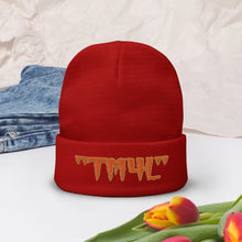Load image into Gallery viewer, TM4L Beanie ON SALE ( Orange Letters & Old Gold Outline )