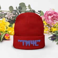 Load image into Gallery viewer, TM4L Beanie ON SALE ( Purple Letters &Powder Blue Outline )
