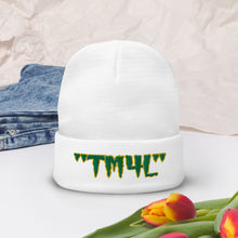 Load image into Gallery viewer, TM4L Beanie ON SALE ( Kelly Green Letters & Gold Outline )