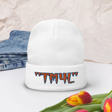 Load image into Gallery viewer, TM4L Beanie ON SALE ( Orange Letters & Royal Blue Outline )