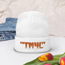 Load image into Gallery viewer, TM4L Beanie ON SALE ( Orange Letters & Old Gold Outline )