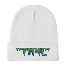 Load image into Gallery viewer, TM4L Beanie ( Green Letters & Blue Outline )