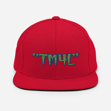 Load image into Gallery viewer, TM4L Snapback Hat ( Green Letters & Blue Outline )