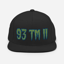 Load image into Gallery viewer, 93 TM 11 Snapback Hat ( Green Letters & Blue Outline )