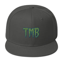 Load image into Gallery viewer, TMB Snapback Hat ( Green Letters & Blue Outline )