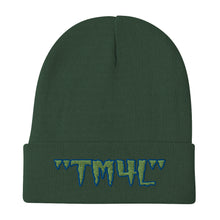 Load image into Gallery viewer, TM4L Beanie ( Green Letters & Blue Outline )