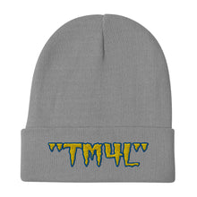 Load image into Gallery viewer, TM4L Beanie ( Yellow Letters & Blue Outline )