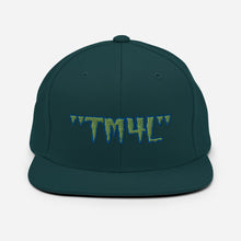 Load image into Gallery viewer, TM4L Snapback Hat ( Green Letters & Blue Outline )