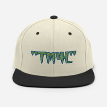 Load image into Gallery viewer, TM4L Snapback Hat ( Green Letters & Blue Outline )