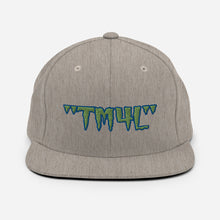 Load image into Gallery viewer, TM4L Snapback Hat ( Green Letters & Blue Outline )