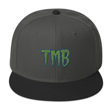 Load image into Gallery viewer, TMB Snapback Hat ( Green Letters & Blue Outline )