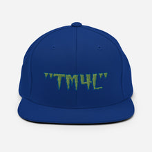 Load image into Gallery viewer, TM4L Snapback Hat ( Green Letters & Blue Outline )