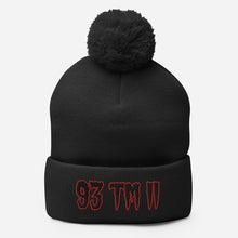 Load image into Gallery viewer, 93 TM 11 Pom-Pom Beanie ( Black Letters & Red Outline )