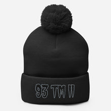 Load image into Gallery viewer, 93 TM 11 Pom-Pom Beanie ( Black Letters & Grey Outline )