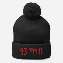 Load image into Gallery viewer, 93 TM 11 Pom-Pom Beanie ( Red Letters & Black Outline )