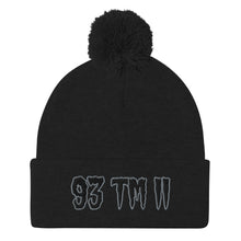 Load image into Gallery viewer, 93 TM 11 Pom-Pom Beanie ( Black Letters & Grey Outline )