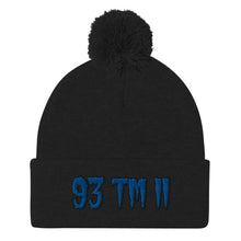 Load image into Gallery viewer, 93 TM 11 Pom-Pom Beanie ( Blue Letters & Black Outline )