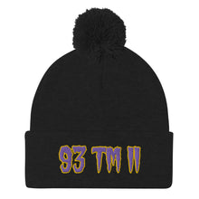 Load image into Gallery viewer, 93 TM 11 Pom-Pom Beanie ( Purple Letters & Gold Outline )