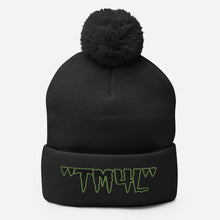 Load image into Gallery viewer, TM4L Pom-Pom Beanie ( Black Letters & Green Outline )