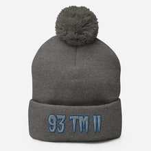 Load image into Gallery viewer, 93 TM 11 Pom-Pom Beanie ( Grey Letters & Blue Outline )