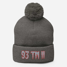 Load image into Gallery viewer, 93 TM 11 Pom-Pom Beanie ( Grey Letters & Red Outline )