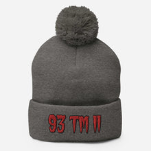 Load image into Gallery viewer, 93 TM 11 Pom-Pom Beanie ( Red Letters & Black Outline )