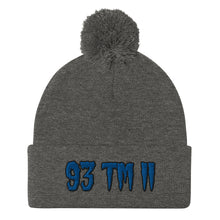 Load image into Gallery viewer, 93 TM 11 Pom-Pom Beanie ( Blue Letters & Black Outline )