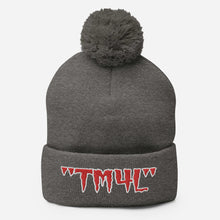 Load image into Gallery viewer, TM4L Pom-Pom Beanie ( Red Letters & White Outline )
