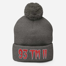 Load image into Gallery viewer, 93 TM 11 Pom-Pom Beanie ( Red Letters & Grey Outline )