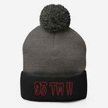 Load image into Gallery viewer, 93 TM 11 Pom-Pom Beanie ( Black Letters & Red Outline )