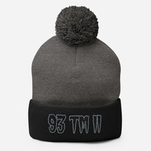 Load image into Gallery viewer, 93 TM 11 Pom-Pom Beanie ( Black Letters & Grey Outline )