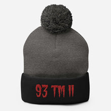 Load image into Gallery viewer, 93 TM 11 Pom-Pom Beanie ( Red Letters & Black Outline )