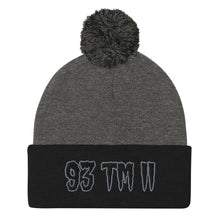 Load image into Gallery viewer, 93 TM 11 Pom-Pom Beanie ( Black Letters & Grey Outline )