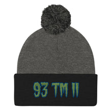 Load image into Gallery viewer, 93 TM 11 Pom-Pom Beanie ( Green Letters & Blue Outline )